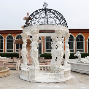 Buy A Marble Gazebo Stone Pavilion Marquee Tent Camping Carved 8 Lady Statues Gazebo for Garden