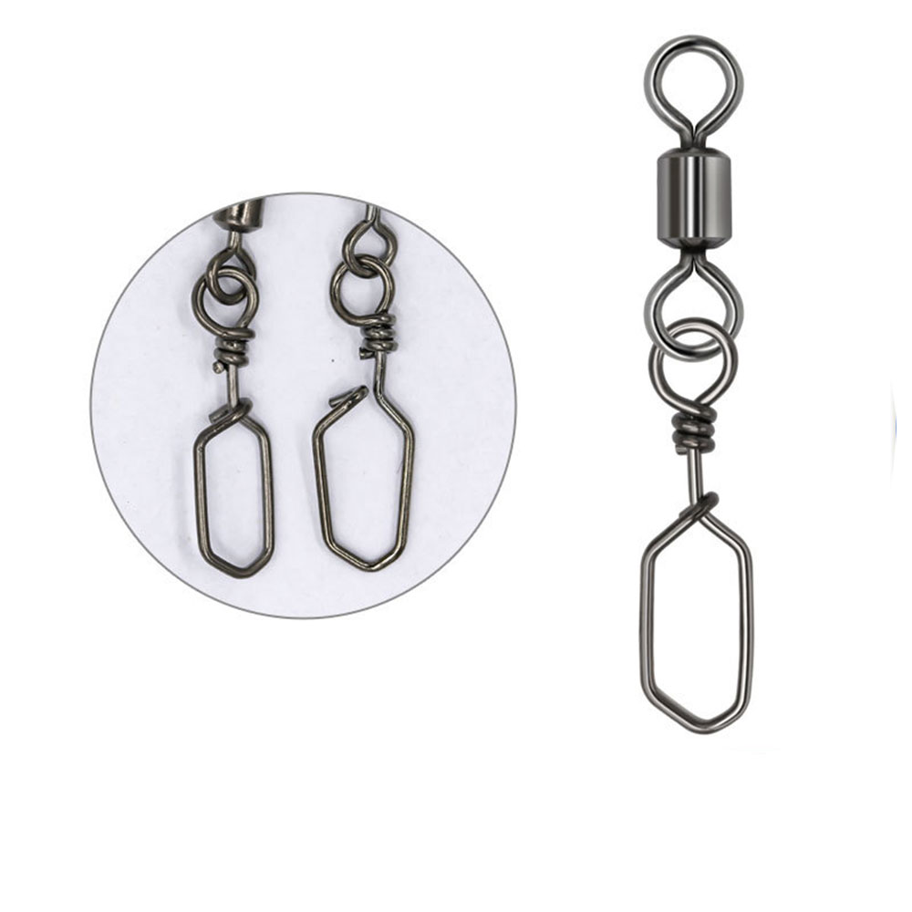 Stainless Steel Fishing Rolling Swivel With Square Snap