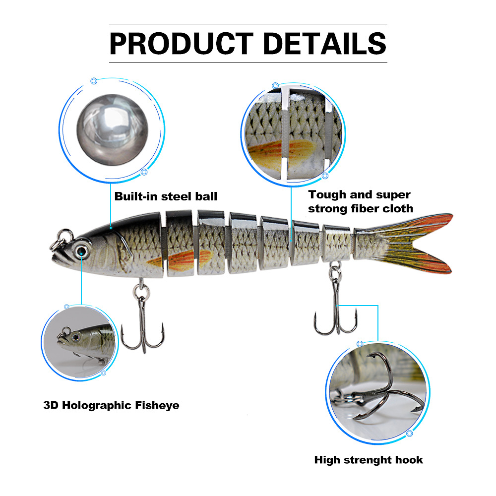Fishing Lure 8 Segment Swimbait 137mm 23g Jointed Lure for Trout Bass