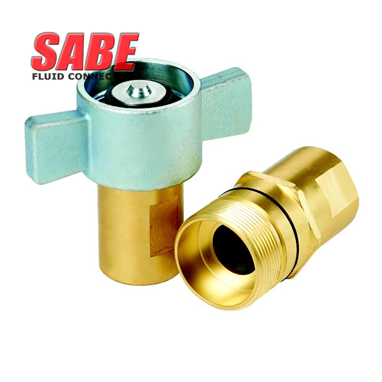 Connect Under Pressure Hex  Wing Nut Thread to Connect Low Spill Brass Quick Coupling up to 3000 psi - 6100 Series Couplers