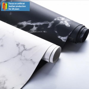PVC marble pattern artificial leather with brush backing for wall decoration&upholstery
