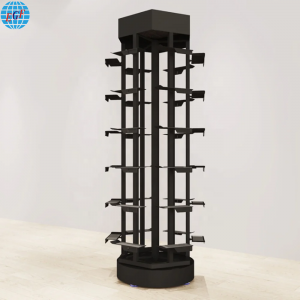 Retail Store’s Sturdy 24-unit Rotating Freestanding Metal Shoe Rack, Customizable