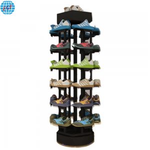 Retail Store’s Sturdy 24-unit Rotating Freestanding Metal Shoe Rack, Customizable