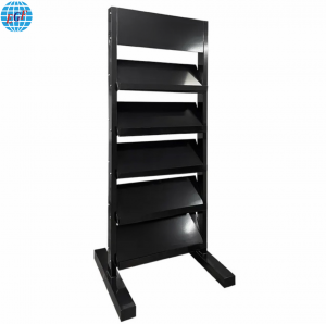 Custom Five-Tier Ceramic Tile Marble Display Stand Made of Black Metal Material with Brochure Display Stand