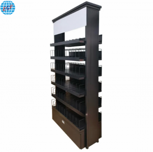 Custom Six-Tier Showy Beauty Display Rack Shelving Suppliers Black Metal Storage Rack Storage Display Stand