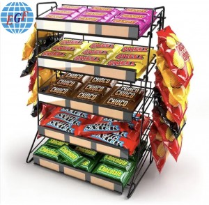 Retail Five-Tier Sturdy Desktop Small Commodity Iron Wire Display Rack with Price Tags, KD Structure, Customizable