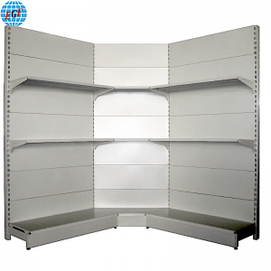 Customizable Single Side Back Slatwall Board with Metal Plate Shelf Supermarket Display Shelves