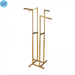 Two Styles of Retail Store Fixture Hanging Clothes Metal Gold Clothing Dress Display Racks, Adjustable Height, Customizable