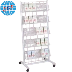 Retail Single-Sided Freestanding Five-Tier 30-Slot Wire Display Rack, KD, White, Customizable