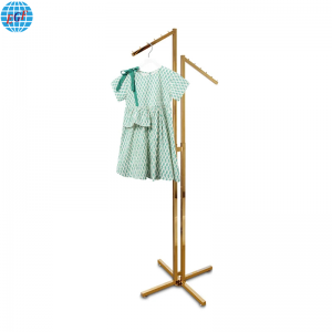 Two Styles of Retail Store Fixture Hanging Clothes Metal Gold Clothing Dress Display Racks, Adjustable Height, Customizable
