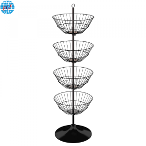 4-Tier Doll Rotating Stand with Funnel-Shaped Wire Baskets