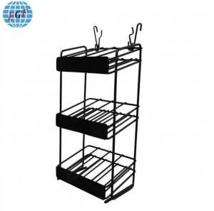 Customized 3 Tier Counter Candy Chocolate Bar Chew Gum Black Metal Wire Countertop/Wall Display Stand Rack