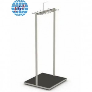 Double-Sided Metal Display Rack with Hooks and Top Sign Holder, Customizable
