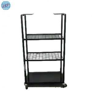 Durable Double Side Mobile 3 Tier Shelving Rack With Hooks
