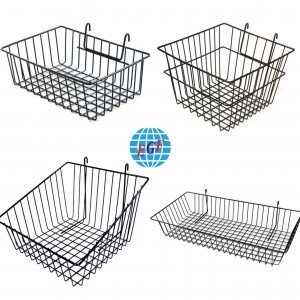 4 Styles Versatile Black Gridwall Metal Wire Baskets – Sleek Design for Efficient Display & Organized Storage