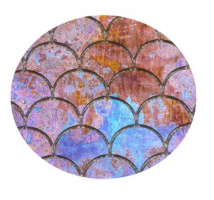 Luxurious Elegant   Purple  Color  Fan Shaped Design Inkjet Printing Metal  Aluminum Mosaic  Tiles wall decoration