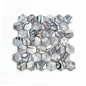 Classical Design durable hexagon  sharp  Inkjet Printing Metal  Aluminum Mosaic Tiles backsplash Tile