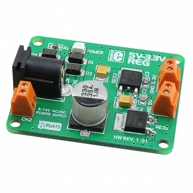 MIKROE-192  Electronic Components Integrated Circuit BOM Equipping Order  Texas Instruments  Evaluation Board Linear Regulators  Power Management IC Development Tools