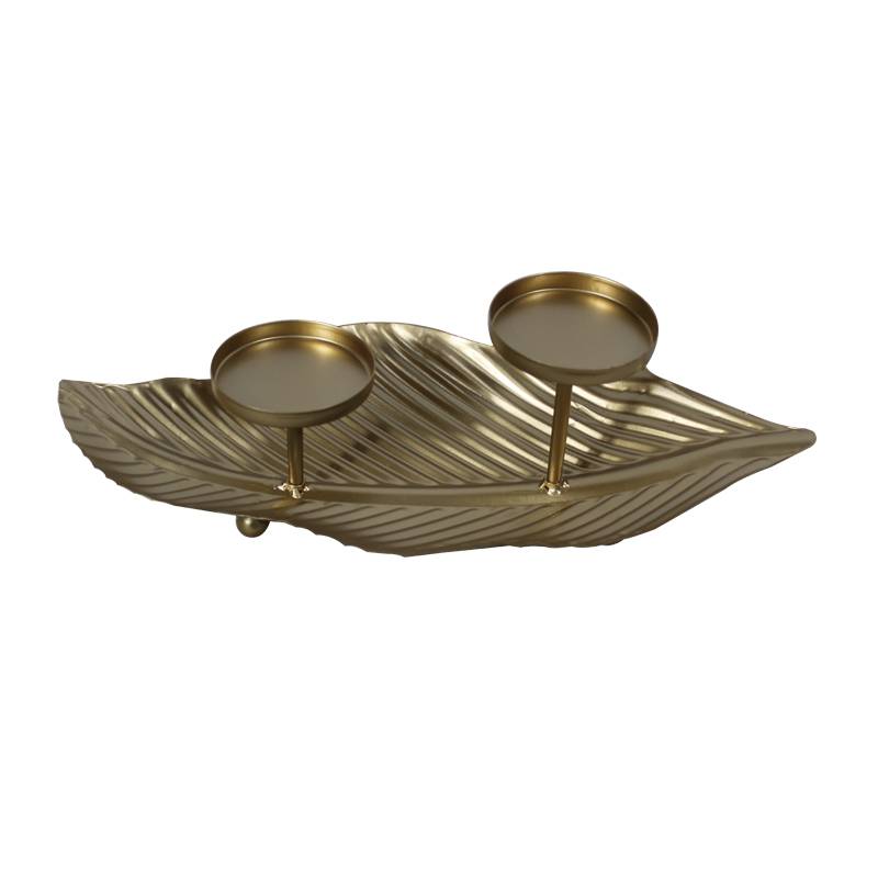 Best Price for Garden Decoration Kits - New Special Metal Leaf Design 2 Cup shape Candle Holder Event Decoration Furniture. – Flying Sparks