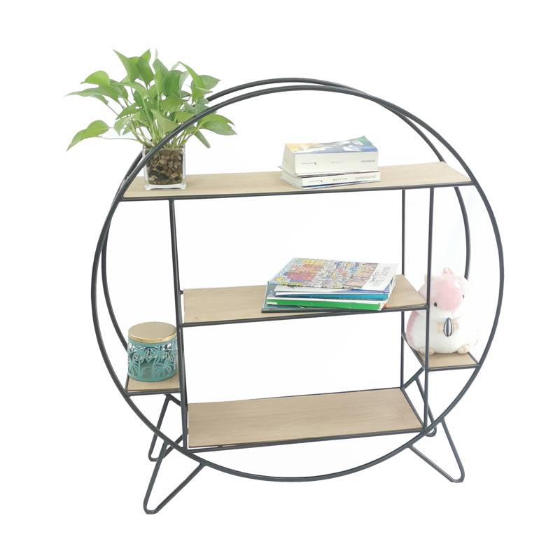China Cheap price Outdoor Furniture Set - Home Living Room Metal Wood Round Storage Display Book Shelf Wall Rack – Flying Sparks