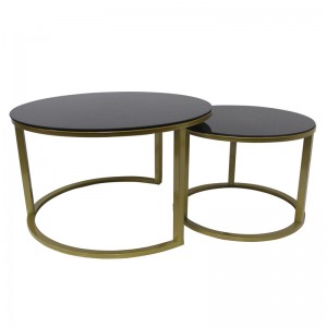 Modern Living Room Coffee Table Metal Base Side Black Marble Top Table Sofa Back Coffee Side Table
