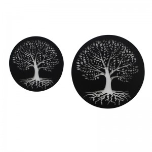 Home Decoration Black Round Metal Art Design Wall Hanging with Trees