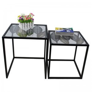 Metal Outdoor Furniture Steel Frame Tempered Glass Table