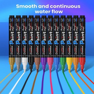 12 Colors Paint Pens Paint Markers – Permanent Acrylic Markers, Water Based, Quick Dry, Waterproof Paint Marker Pen Set for Rock, Wood, Plastic, Metal, Canvas, Glass, Fabric, Mugs. Medium Tip