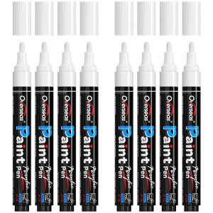 Overseas White Paint Pens Paint Markers – Permanent Acrylic Markers 8 Pack, Water-Based, Quick Dry, Waterproof Paint Marker Pen for Rock, Wood, Plastic, Metal, Canvas, Glass, Fabric, Mugs. Me...