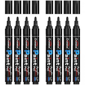 Overseas Black Paint Pens Paint Markers – Permanent Acrylic Markers 8 Pack, Water-Based, Quick Dry, Waterproof Paint Marker Pen for Rock, Wood, Plastic, Metal, Canvas, Glass, Fabric, Mugs. Me...