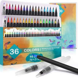Watercolor Brush Pens, 36 Colors for Real , Includes 2 Blending Brushes & 8 Watercolor Paper, for Artists and Beginner Painters to Colouring Books, Calligraphy, Drawing