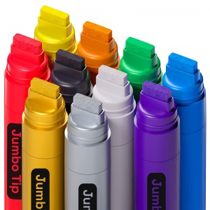 10 Jumbo Colored Markers, 15mm Jumbo Felt Tip, Acrylic Paint Markers for Rock Painting, Stone, Ceramic, Glass, Wood, Canvas