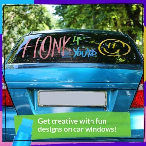8 Washable Window Markers For Cars – 15mm Jumbo Metallic Paint Chalk Markers for Glass, Chalkboard, Blackboard, Bistro, Auto, Menu Board – Chalk Pens Loved by Teachers, Kids, Artists