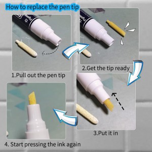 5 Pieces Grout Pen Tile Grout Restorer Pen White Renew Repair Marker and 1 Cleaning Brush for Tile Wall Floor Bathroom, Kitchen, Bedroom(White)