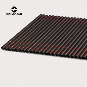 Best quality Custom Carbon Fiber Tubes - 3K round full carbon fiber boom with red marked circle logo – Feimoshi