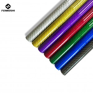 Colorful roll-wrapped 3K twill glossy carbon fiber tube