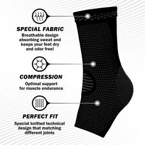 Ankle Brace Compression Support Sleeve (Pair) for Injury Recovery, Joint Pain and More. Achilles Tendon Support, Plantar Fasciitis Foot Socks with Arch Support, Eases Swelling