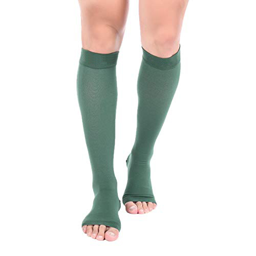 Open Toe Socks–1 Pair Compression Socks Women & Men 20-30mmHg Support Stockings Travel DVT Shin Splints Varicose Veins Legging Medical Grade Nurses Featured Image