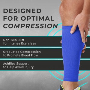 Leg Compression Sleeve – Medium, Calf Support Sleeves for Men & Women – Comfortable & Secure Footless Socks for Fitness, Running, and Shin Splints