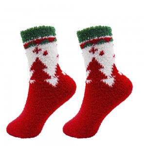 In stock christmas stocking in bulk 85% polyester cozy Christmas socks for women/men