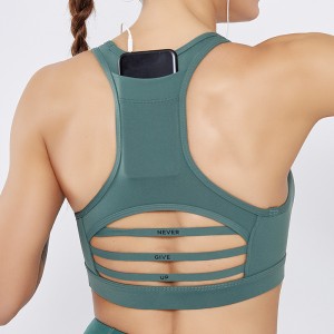 Sports Bra with Back Phone Pocket for Women Yoga Running Gym Bra Medium Support Energy Cotton Feel