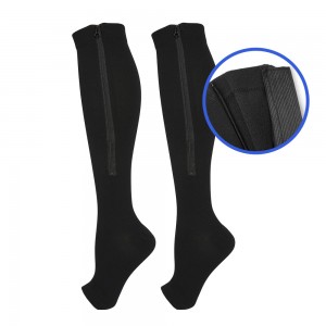 Zipper Compression Socks with Zip Guard Skin Protection-Calf Knee High Open Toe Medical Zippered Compression Stocking