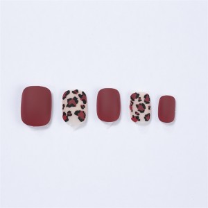 Full Cover Matte Stick on Nails with Leopard Designs