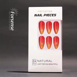 Forsense 24 piece good quality finger fake nails wholesale price gradient ombre short press on nails stiletto false nail almond