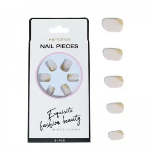 OEM Natural Reusable Press on Nails Short Square Wearing Fake Nails with Designs Stick on Artificial Nails Manufacturer in China