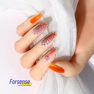 custom creative design halloween spider press on nails artificial short coffin nail tips wear finger nails personalized fakenail