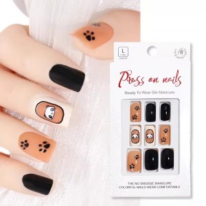 24 Pcs Set Premade Kawaii Panda Press on Nails for Wide Fingers Cute Fake Nails for Girls Wholesale Square False Nails with Glue