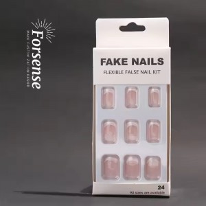 Bulk Wholesale Price 24Pcs White French Tip Press on Nails Short Square False Nails Women Natural Stick on Nails Press Custom