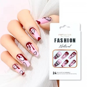 custom graffiti blood press on nails supplier short coffin 24 false american nail tips unique hand painted fake nails with heart
