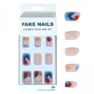 Inspired Designer Hand Painted Press on Nails Custom Japanese Stick on Fake Nails Wholesale Price Short Square False Nail